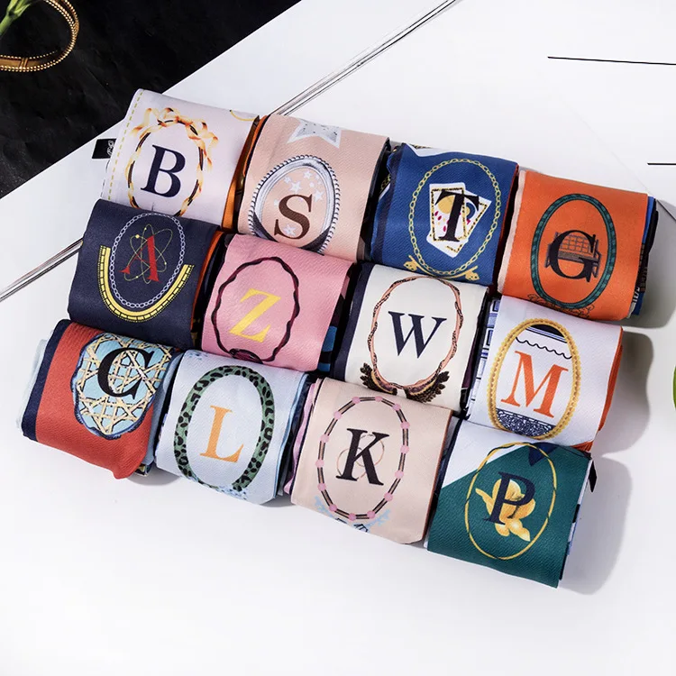26 Letters Scarf 2018 Head Scarf New Design Print women Hand Ribbon Scarf Small Tie Bag Skinny Constellation Scarf 6.5*100CM
26 Letters Scarf 2018 Head Scarf New Design Print women Hand Ribbon Scarf Small Tie Bag Skinny Constellation Scarf 6.5*100CM