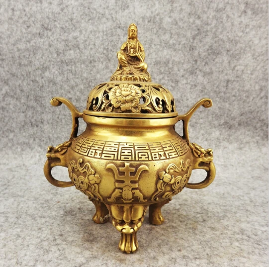 B0602 416Incense burner copper incense burner buddha with threelegged antique incense burner crafts coppe statue
B0602 416Incense burner copper incense burner buddha with threelegged antique incense burner crafts coppe statue