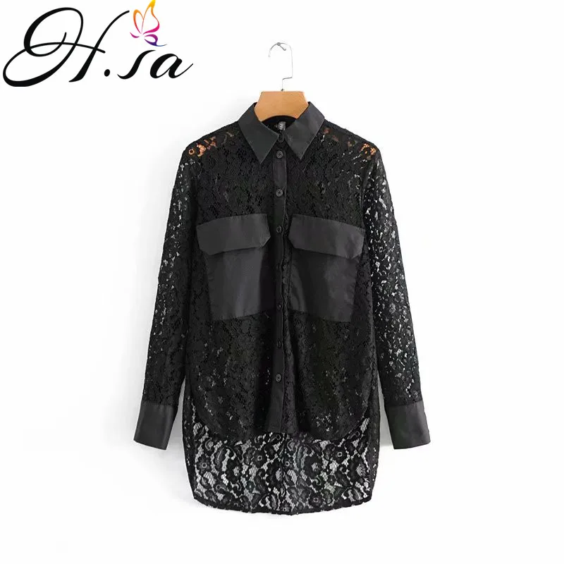 H.SA Punk Sexy Shirts 2019 Spring SummerBlack Lace Shirt Long Sleeve Hollow Out Women Blouses Big Pocket Crochet Lace Up Blusa
H.SA Punk Sexy Shirts 2019 Spring SummerBlack Lace Shirt Long Sleeve Hollow Out Women Blouses Big Pocket Crochet Lace Up Blusa