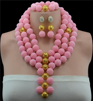 Womens Girls Gold-color African Beads Costume Jewelry Sets Pink Imitation Peal Luxurious Bridal Jewelry Costumes
Womens Girls Gold-color African Beads Costume Jewelry Sets Pink Imitation Peal Luxurious Bridal Jewelry Costumes