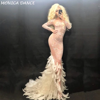 Sparkly Crystals Mesh Feather Dress Women's Evening Party Wear Luxurious Dress Prom Birthday Celebrate Female Singer Dresses
Sparkly Crystals Mesh Feather Dress Women's Evening Party Wear Luxurious Dress Prom Birthday Celebrate Female Singer Dresses