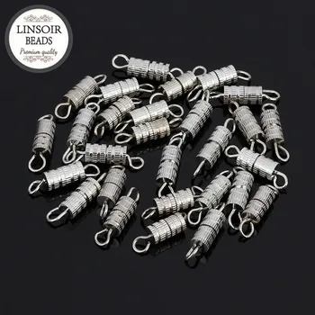 50pcs/bag 15*3.8mm Rhodium Color Copper Screw Clasps Bracelet Necklace Findings End Caps Connector For Diy Jewelry Making F5101
50pcs/bag 15*3.8mm Rhodium Color Copper Screw Clasps Bracelet Necklace Findings End Caps Connector For Diy Jewelry Making F5101