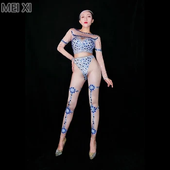 Unique sexy big blue rhinestone jumpsuit party nightclub bar concert DJ singer/dancer costume
Unique sexy big blue rhinestone jumpsuit party nightclub bar concert DJ singer/dancer costume