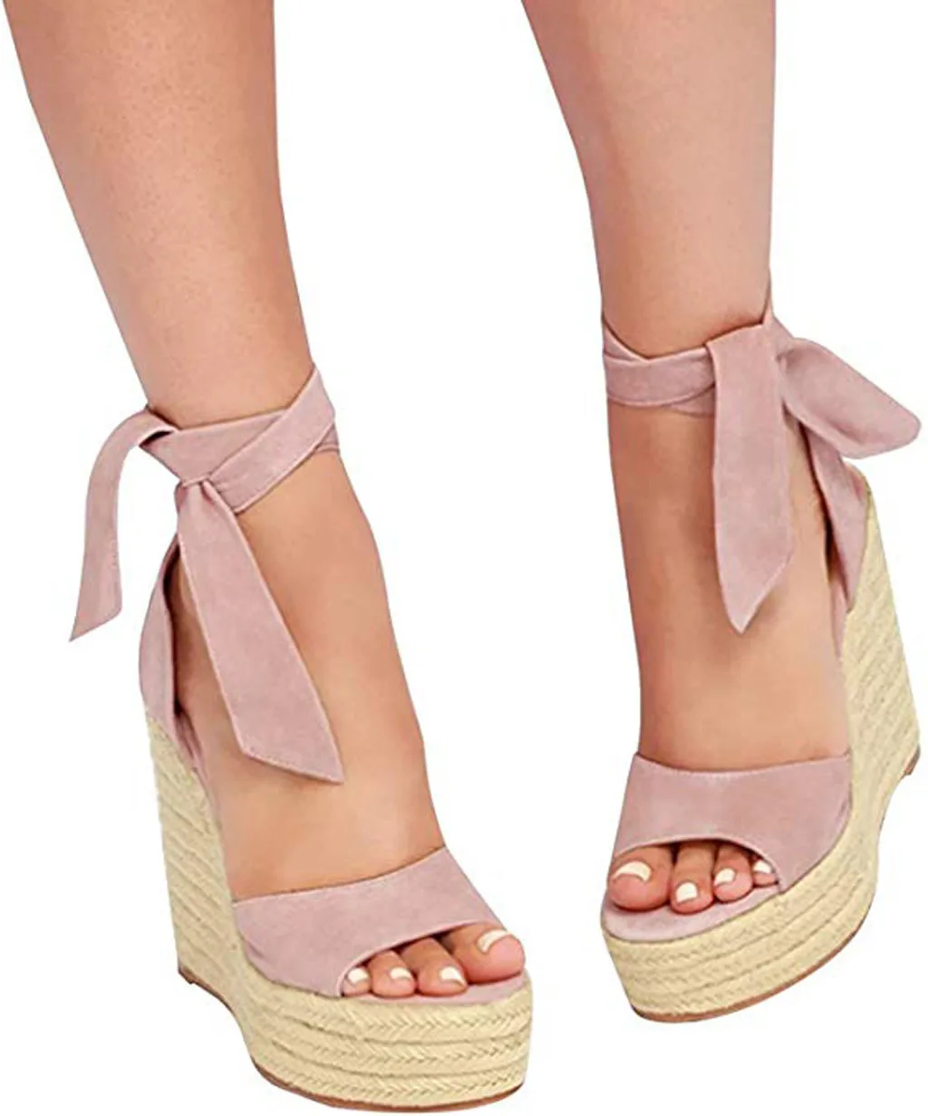 Casual Ladies Hemp Straw Thick Bottom High Heels Sandals Womens Fashion Open Toe Wedges Lace-Up Leisure Beach Shoes Roman style
Casual Ladies Hemp Straw Thick Bottom High Heels Sandals Womens Fashion Open Toe Wedges Lace-Up Leisure Beach Shoes Roman style