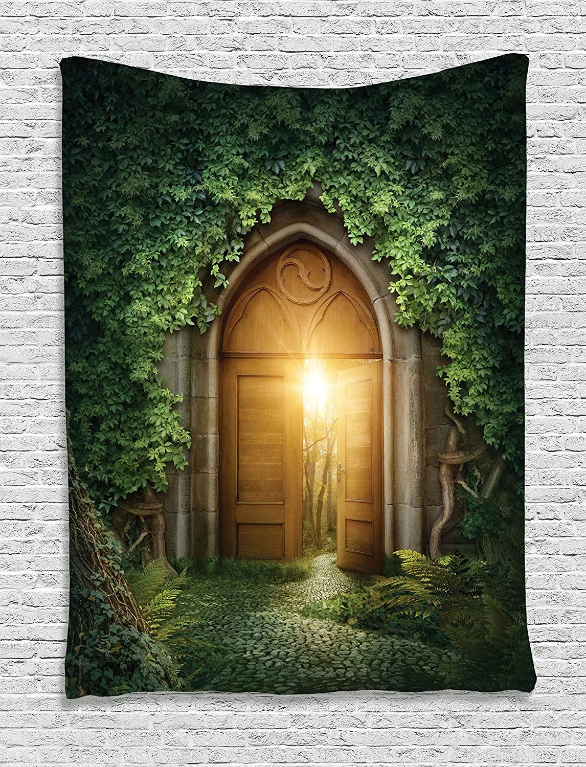 Fantasy House Tapestry Wall Hanging Sun seen Through Mysterious Half Opened Wooden Entrance With Greenery Decor
Fantasy House Tapestry Wall Hanging Sun seen Through Mysterious Half Opened Wooden Entrance With Greenery Decor