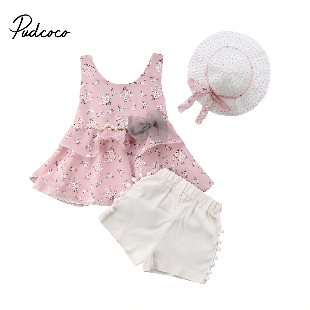 2018 Brand New Princess Summer Holiday Clothes Sets Toddler Girls 3PCS Sleeveless Floral Pearl Bow Vest Tops+Shorts+Hats 2 Style
2018 Brand New Princess Summer Holiday Clothes Sets Toddler Girls 3PCS Sleeveless Floral Pearl Bow Vest Tops+Shorts+Hats 2 Style