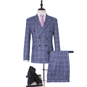 NA50 Plaid Suit Men Slim Fit Leisure Double Breasted Wedding Dress Suits for Men Terno Masculino Tuxedo Costume Homme Smokings
NA50 Plaid Suit Men Slim Fit Leisure Double Breasted Wedding Dress Suits for Men Terno Masculino Tuxedo Costume Homme Smokings