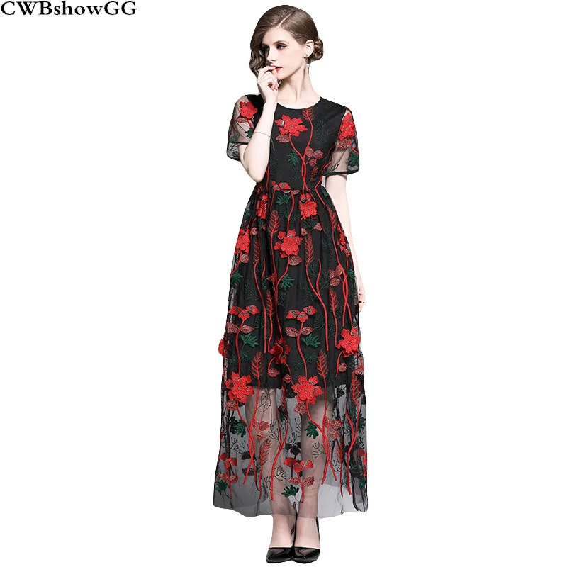 CWBshowGG Summer Vintage Fashion Mesh Embroidery Floral Dress Sexy High Waist Slim Short Sleeve Round Neck Party Women Dress
CWBshowGG Summer Vintage Fashion Mesh Embroidery Floral Dress Sexy High Waist Slim Short Sleeve Round Neck Party Women Dress