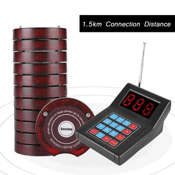 SU-668 1.5km Connection 1 Transmitter+10 Pagers Wireless Queue Calling System Pager for Restaurant