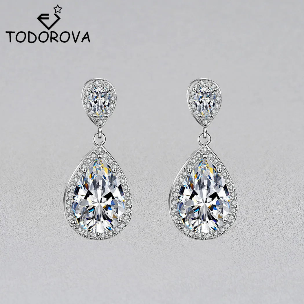 Todorova Elegant Water Drop Shaped Cubic Zirconia Crystal Bridal Long Earrings Luxury Wedding Jewelry for Brides
Todorova Elegant Water Drop Shaped Cubic Zirconia Crystal Bridal Long Earrings Luxury Wedding Jewelry for Brides