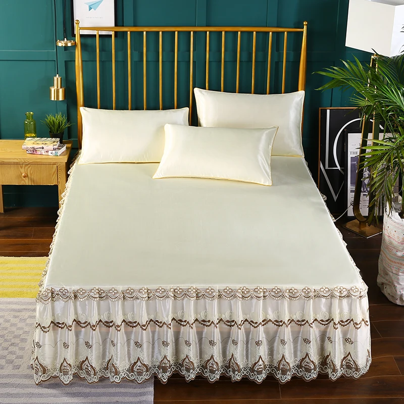 Solid Color Print Rufflled Bedspread Romantic Lace Bed Skirt Bed Sheet Bedspreads Twin Bed Skirts Queen Cover with 2 Pillowcases
Solid Color Print Rufflled Bedspread Romantic Lace Bed Skirt Bed Sheet Bedspreads Twin Bed Skirts Queen Cover with 2 Pillowcases