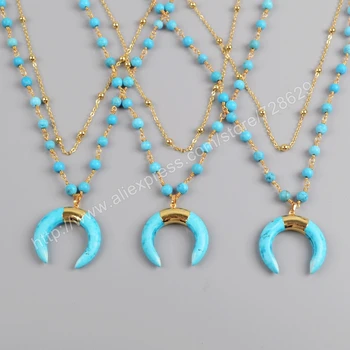 BOROSA Design New Arrival Gold Color Blue Howlite Blue Stone Crescent Horn Layer Necklace For Woman Boho Jewelry G1186
BOROSA Design New Arrival Gold Color Blue Howlite Blue Stone Crescent Horn Layer Necklace For Woman Boho Jewelry G1186