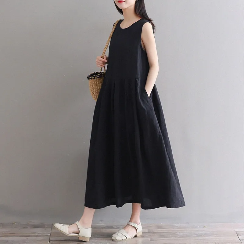 2019 new summer women fashion casual sleeveless tank long dress O-Neck solid loose slim plus size M-7XL thin cotton linen black
2019 new summer women fashion casual sleeveless tank long dress O-Neck solid loose slim plus size M-7XL thin cotton linen black