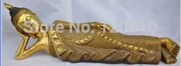 Chinese hand-carved 100% Seiko copper utensil Sleeping Buddha Sakyamuni Statue 026