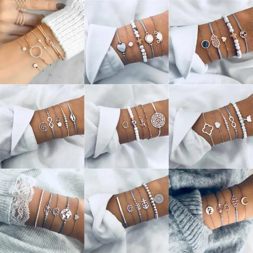 UMKA Bohemian Geometric Stone Bracelet Set Female Retro Rope Arrow Small Turtle Sequins Moon Map Heart Leaf Female Jewelry New
UMKA Bohemian Geometric Stone Bracelet Set Female Retro Rope Arrow Small Turtle Sequins Moon Map Heart Leaf Female Jewelry New