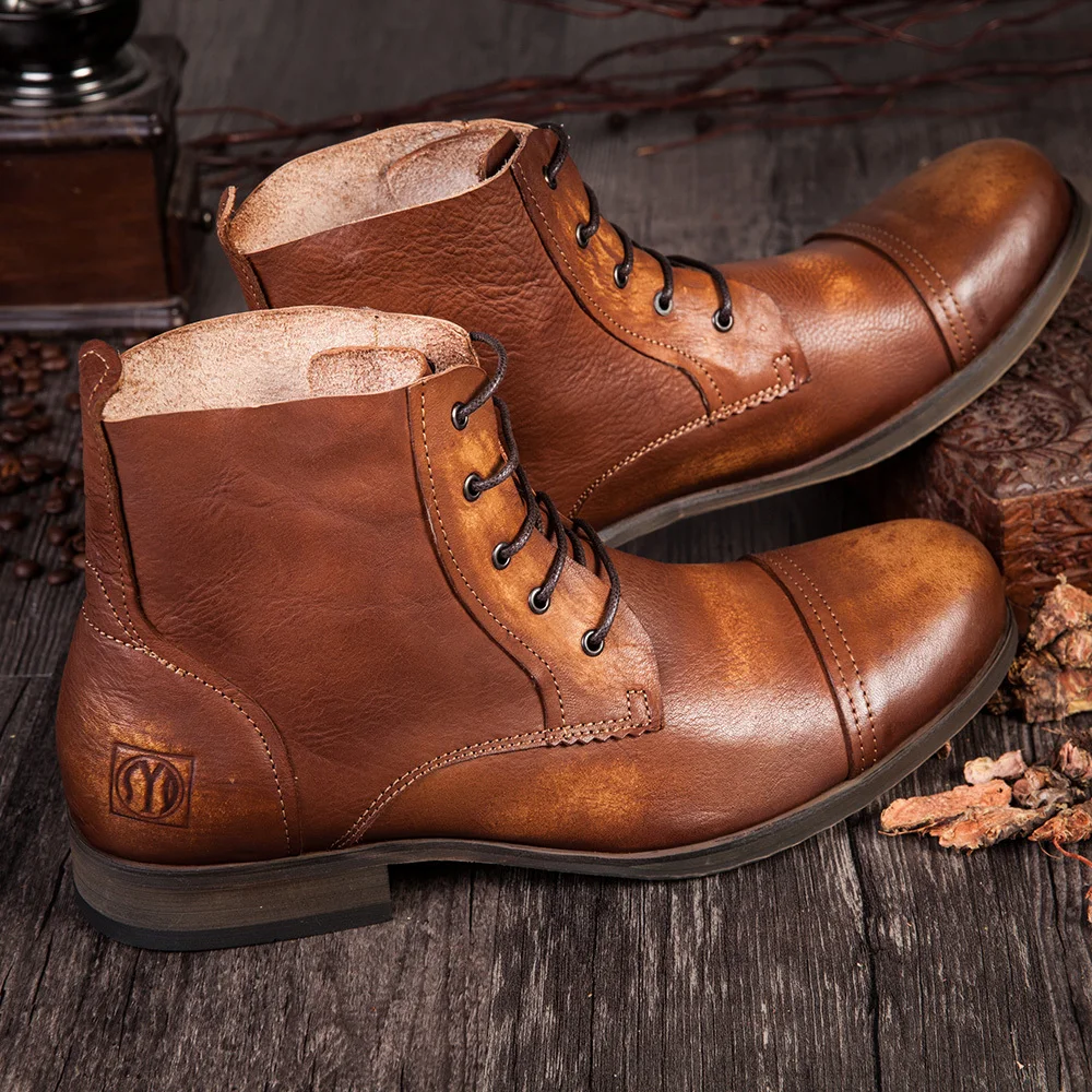 Vintage ankle high boots black/brown round toe Martin boots top quality casual style short boots outdoor shoes men
Vintage ankle high boots black/brown round toe Martin boots top quality casual style short boots outdoor shoes men