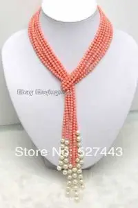 Wholesale free shipping >>SALE Long 45" Natural 3 Strands Pink round Coral & White Pearl Necklace
Wholesale free shipping >>SALE Long 45" Natural 3 Strands Pink round Coral & White Pearl Necklace