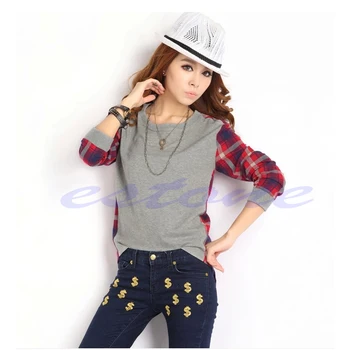 KLV Womens Long Sleeve Round Neck Plaid Checked Casual Loose Blouse Tops Fashion Chic
KLV Womens Long Sleeve Round Neck Plaid Checked Casual Loose Blouse Tops Fashion Chic