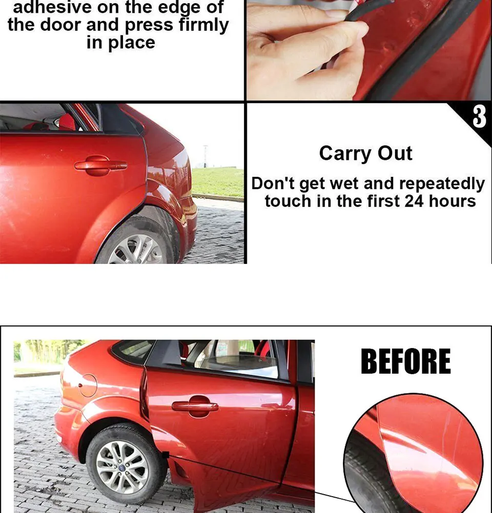 5m Car Anti Collision Side Door Edge Guard Car-Styling Rubber Bumper Protection Sticker Strip Auto Door Mouldings Decor Strips (7)