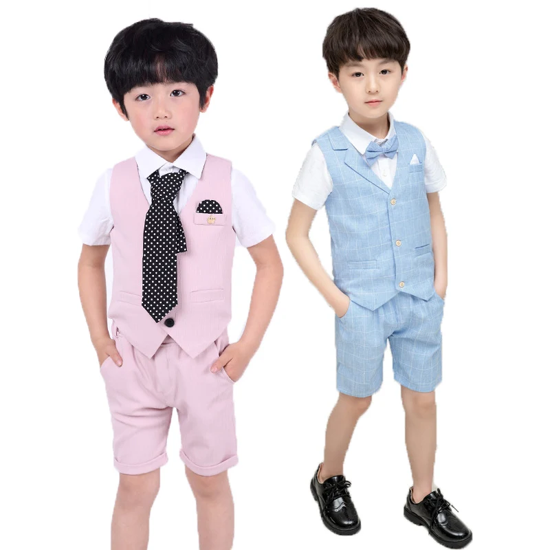 Kids Boys Summer Vest+Shorts +Tie 3PCS Clothing Sets New Gentleman Children Wedding Dress Party Wear Formal Tuxedo Suits
Kids Boys Summer Vest+Shorts +Tie 3PCS Clothing Sets New Gentleman Children Wedding Dress Party Wear Formal Tuxedo Suits