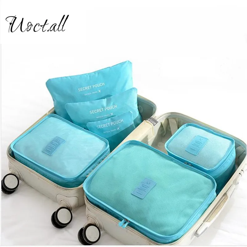 

Nylon Packing Cube Travel Bag Durable 6 Pieces One Set Large Capacity Of Unisex Clothing Sorting Organize Bag Drop shipping