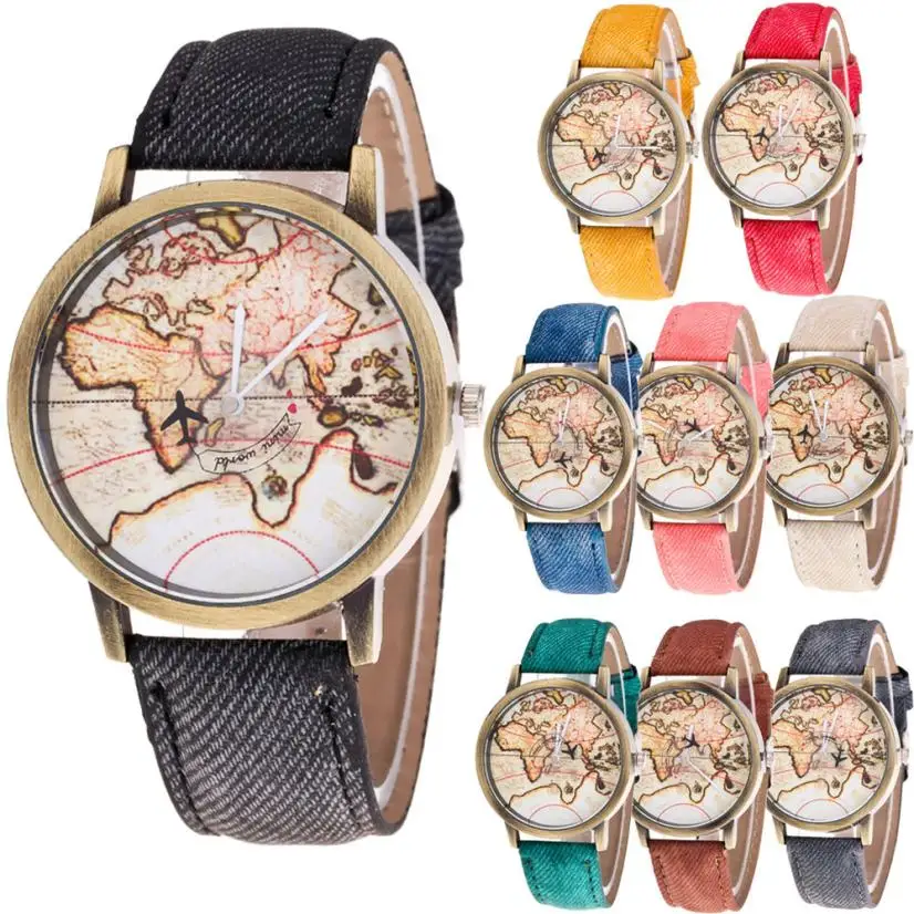 Women's Watches NEW Fashion Brand World Map Cowboy Band Analog Quartz Watch Famous Wrist Watch Female Clock Relogio Feminino
Women's Watches NEW Fashion Brand World Map Cowboy Band Analog Quartz Watch Famous Wrist Watch Female Clock Relogio Feminino