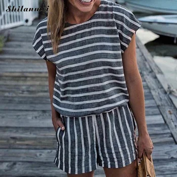 Elegant Causal Jumpsuits Women Short Sleeve Summer Striped Rompers Ladies Short Beach Backless Rompers Bodysuit Women Overalls
Elegant Causal Jumpsuits Women Short Sleeve Summer Striped Rompers Ladies Short Beach Backless Rompers Bodysuit Women Overalls