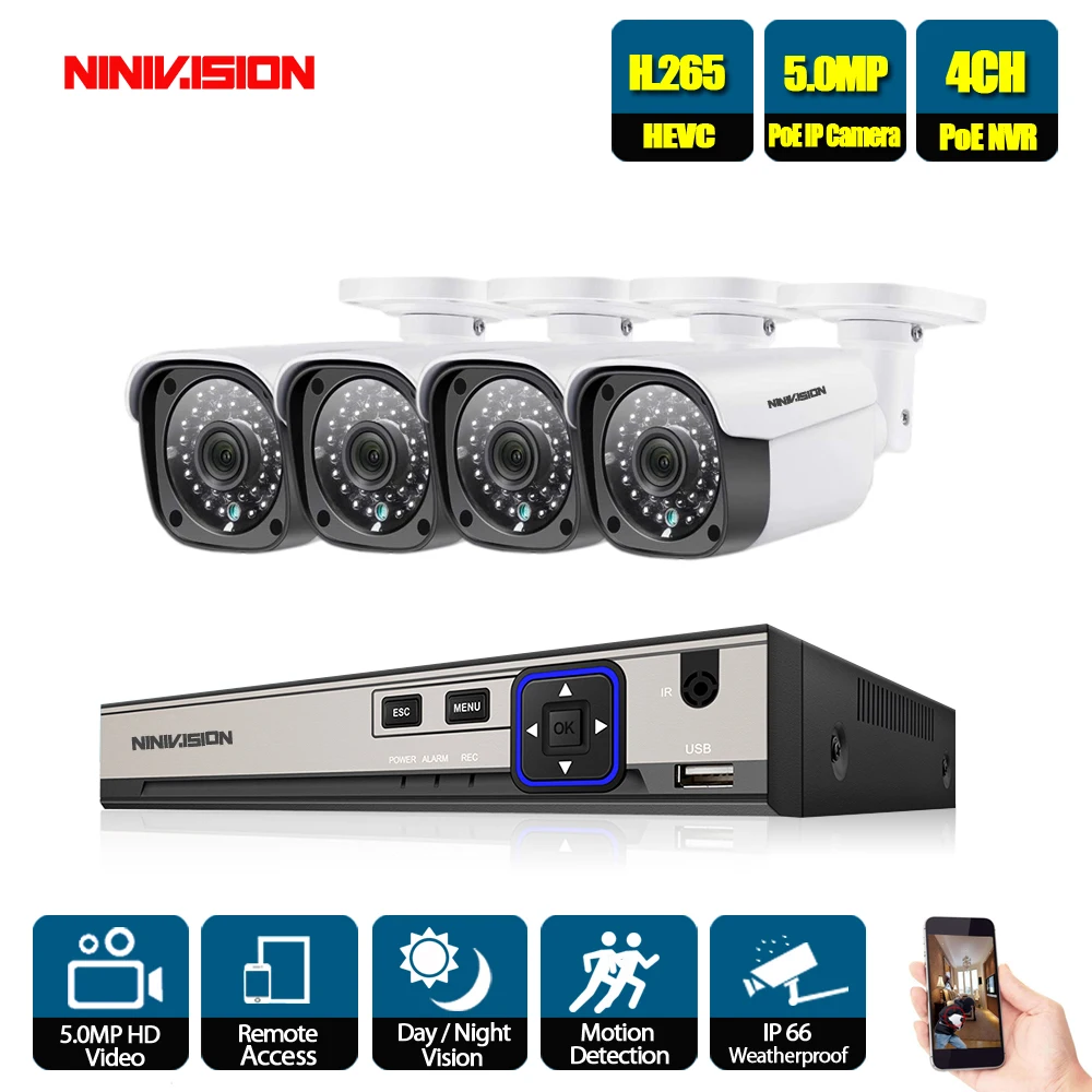 H.265 5MP CCTV Security Camera System 4CH POE NVR With IP Camera CCTV Kit Waterproof IP66 Video Surveillance System XMEye
H.265 5MP CCTV Security Camera System 4CH POE NVR With IP Camera CCTV Kit Waterproof IP66 Video Surveillance System XMEye