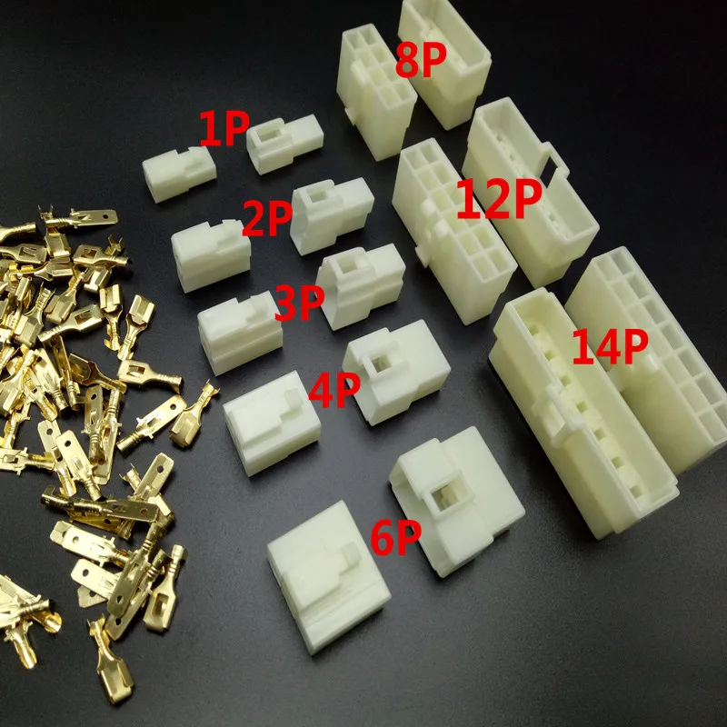 5Sets 6.3mm 1P 2P 3P 4P 6P 8P 12P 14P pin/way Crimp Terminal Connector Kits Male Female socket plug for Motorcycle Car
5Sets 6.3mm 1P 2P 3P 4P 6P 8P 12P 14P pin/way Crimp Terminal Connector Kits Male Female socket plug for Motorcycle Car