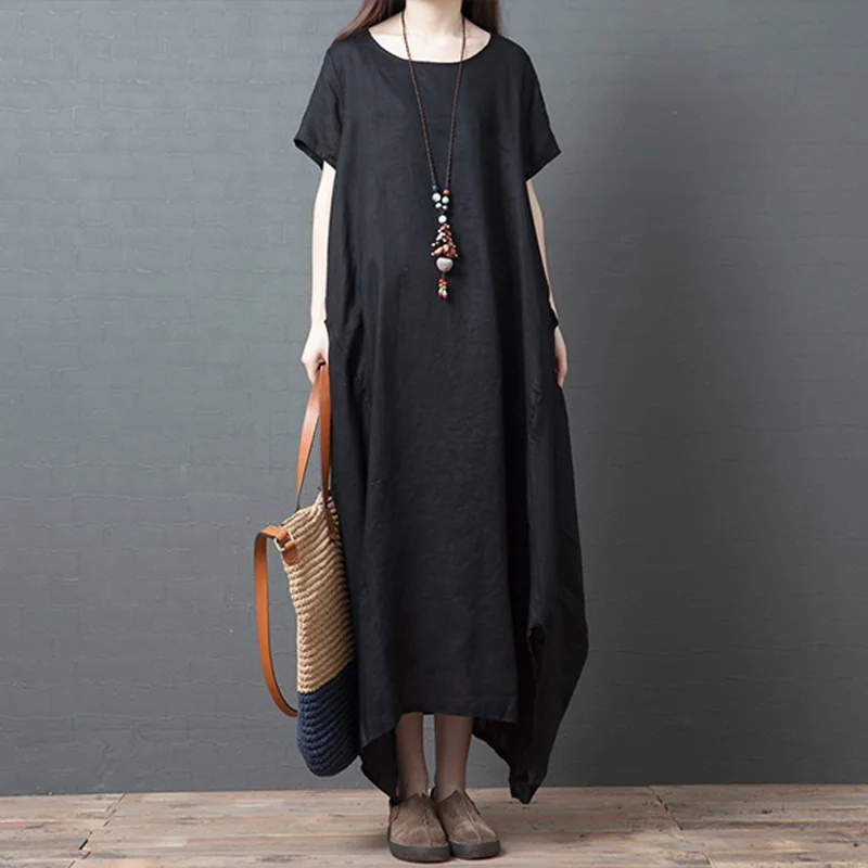 2019 New Summmer Dress Vintage Loose Long Dress Cotton Linen Women Dress Vestidos Robe Fashion Dresses Comfortable Women
2019 New Summmer Dress Vintage Loose Long Dress Cotton Linen Women Dress Vestidos Robe Fashion Dresses Comfortable Women