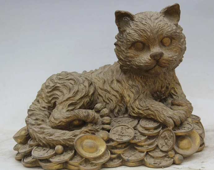 JP S0524 12" Old Rare Chinese Brass Wealth Money Pet Fortune Frizzle Cat Statue sculpture B0403
JP S0524 12" Old Rare Chinese Brass Wealth Money Pet Fortune Frizzle Cat Statue sculpture B0403