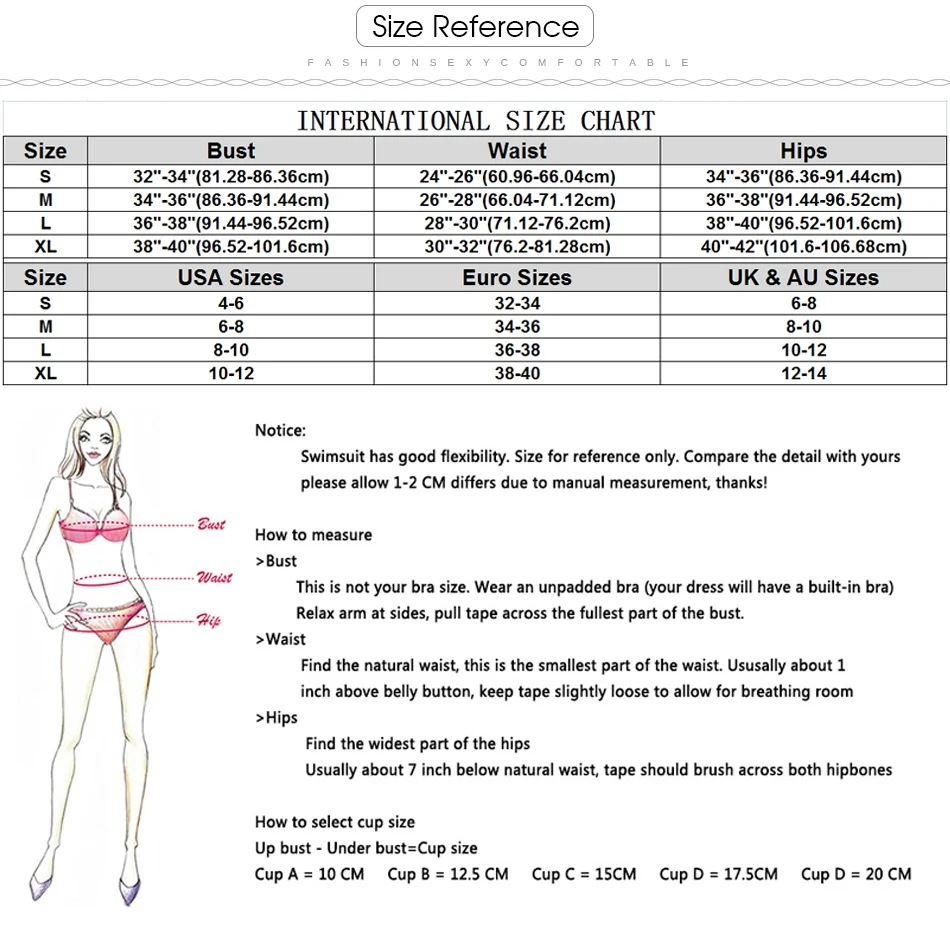 Size Chart Women Bathing Suits
