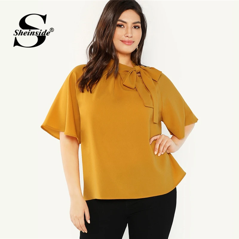 Sheinside Plus Size Elegant Bow Tie Neck Blouse Women 2019 Summer Raglan Sleeve Chiffon Blouses Ladies Stand Collar Solid Top
Sheinside Plus Size Elegant Bow Tie Neck Blouse Women 2019 Summer Raglan Sleeve Chiffon Blouses Ladies Stand Collar Solid Top