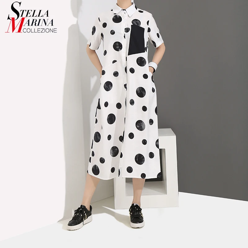 2019 Korean Style Women Summer White Long Shirt Dress Polka Dots Printed Short-Sleeve Ladies Cute Loose Casual Dresses Robe 4960
2019 Korean Style Women Summer White Long Shirt Dress Polka Dots Printed Short-Sleeve Ladies Cute Loose Casual Dresses Robe 4960