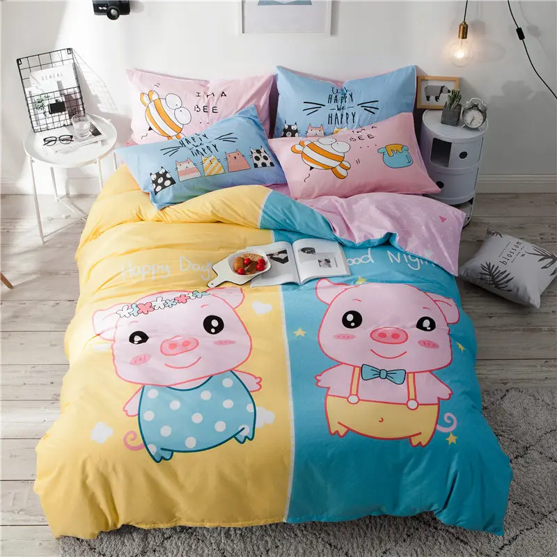 2018 Cartoon Pig Couple Bed Covers Soft Cotton Duvet Cover Set 3/4Pc Twin Queen Flat Sheet Fitted Sheet Bedlinens Pillowcases
2018 Cartoon Pig Couple Bed Covers Soft Cotton Duvet Cover Set 3/4Pc Twin Queen Flat Sheet Fitted Sheet Bedlinens Pillowcases
