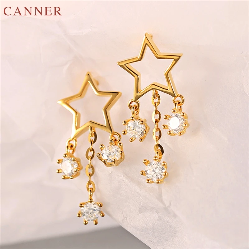 Gold Color CZ Crystal Star Drop Earrings for Women Zircon Tassel Chain Earring 925 Sterling Silver Jewelry pendientes mujer C35
Gold Color CZ Crystal Star Drop Earrings for Women Zircon Tassel Chain Earring 925 Sterling Silver Jewelry pendientes mujer C35