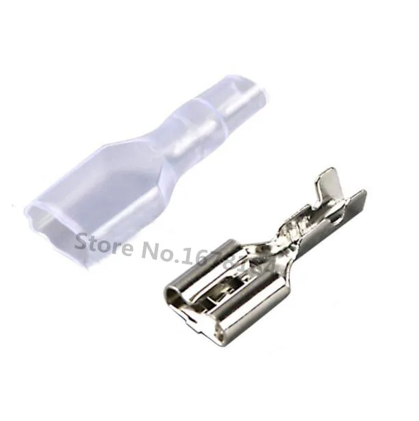 6.3 mm with transparent sheath inserted spring 6.3mm Female connector terminal Faston with insulator for wire
6.3 mm with transparent sheath inserted spring 6.3mm Female connector terminal Faston with insulator for wire