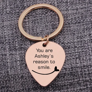 Engraved You Are My Reason To Smile Guitar Pick Keychain Customized Name Personality Key Ring Key Tag Bag Charm Pendant Jewelry
Engraved You Are My Reason To Smile Guitar Pick Keychain Customized Name Personality Key Ring Key Tag Bag Charm Pendant Jewelry