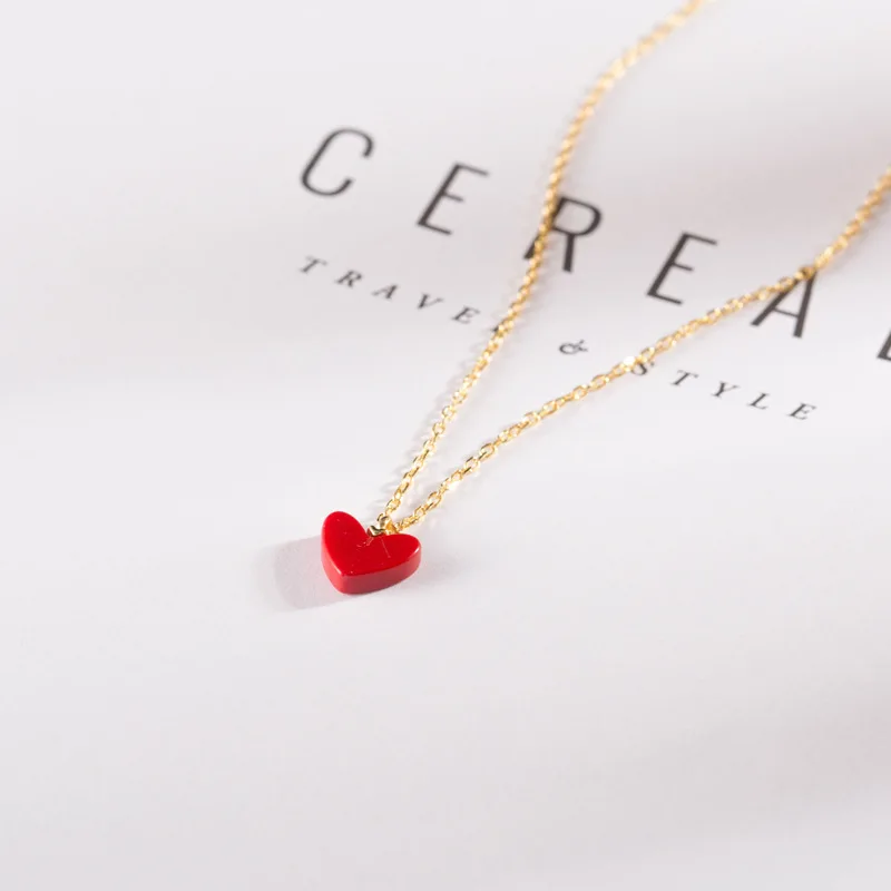 Cute Red Heart Pendant Gold Color Plated Link Chain 100% Real 925 Sterling Silver Necklace for Women Korean Fashion Gift Jewelry
Cute Red Heart Pendant Gold Color Plated Link Chain 100% Real 925 Sterling Silver Necklace for Women Korean Fashion Gift Jewelry