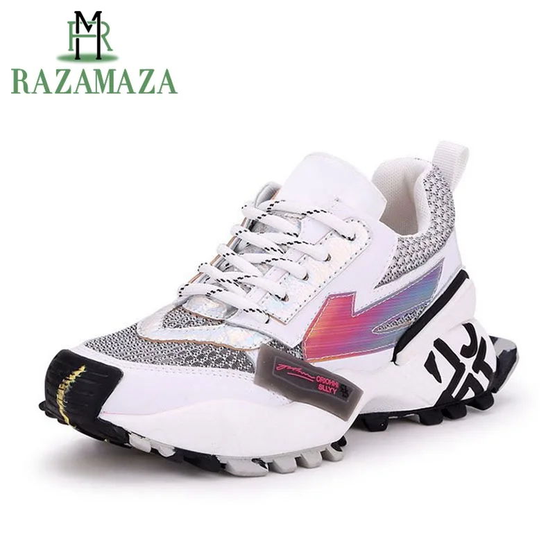 RAZAMAZA Bling Fashion Sneakers Women Real Leather Mesh Breathable Platform Casual Shoes Comfort Mujer Footwear Size 35-40
RAZAMAZA Bling Fashion Sneakers Women Real Leather Mesh Breathable Platform Casual Shoes Comfort Mujer Footwear Size 35-40
