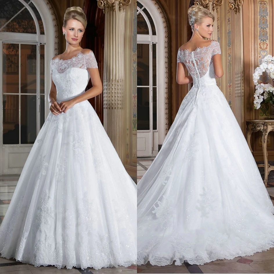 Off the Shoulder Ball Gown Wedding Dress Lace White Bridal Gowns Wedding With Short Sleeve Vestido Novias Renda
Off the Shoulder Ball Gown Wedding Dress Lace White Bridal Gowns Wedding With Short Sleeve Vestido Novias Renda