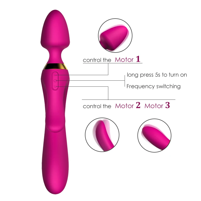 gelugee Vibrators Sex toy for Women Silicon Dildo Vibrator AV Magic Wand,3 Motors G spot Rabbit Vibrating Massage for Couples 2