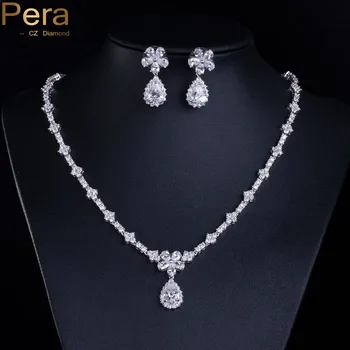 Pera Luxury Women Costume Jewelry Accessories Gorgeous Silver Color Big Pear Cut Drop Necklace And Earrings Set For Female J156
Pera Luxury Women Costume Jewelry Accessories Gorgeous Silver Color Big Pear Cut Drop Necklace And Earrings Set For Female J156