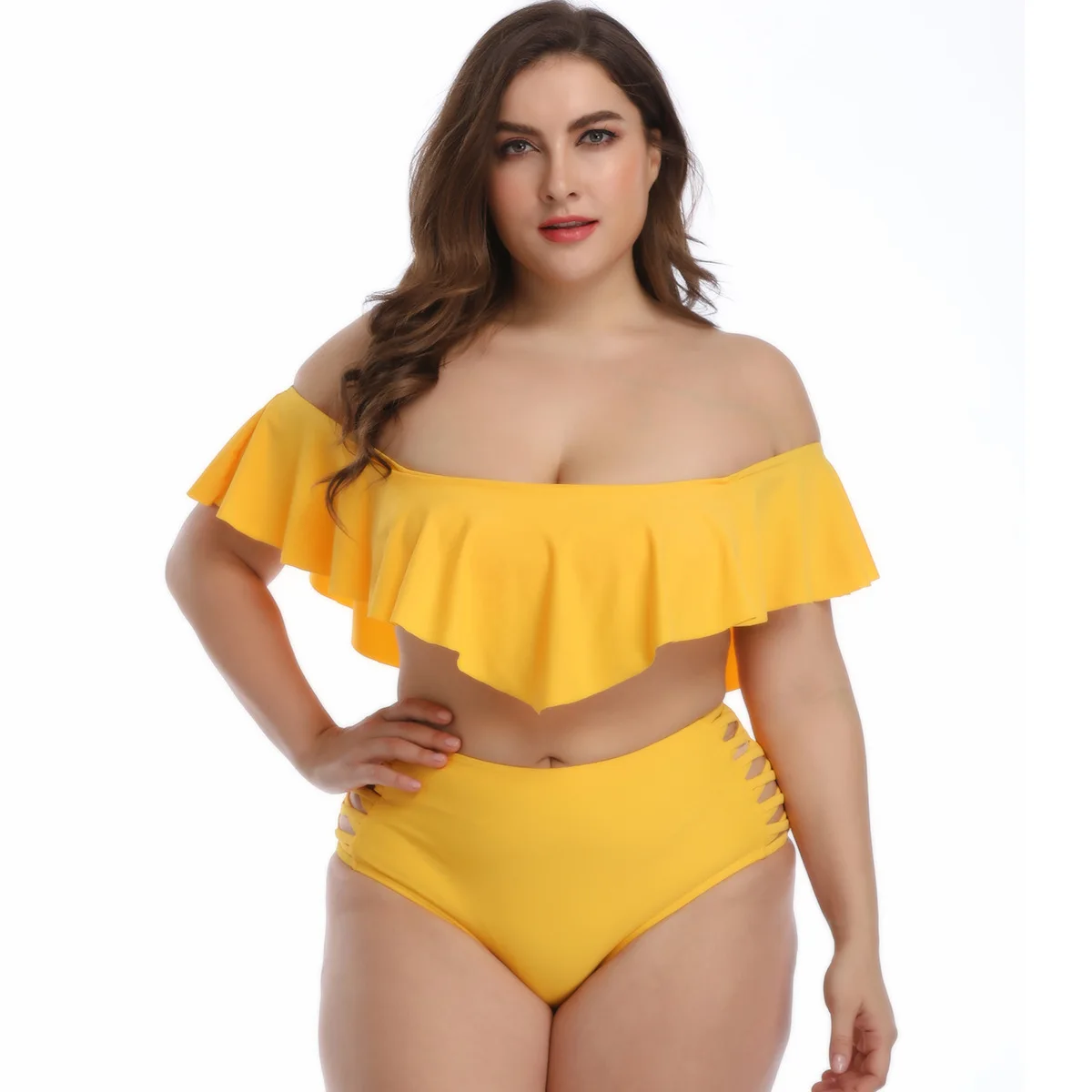 New Yellow Sexy Bikini Split-size Swimsuit Triangles High Waist Bikini Swimwear Women Plus Size Swimwear 
New Yellow Sexy Bikini Split-size Swimsuit Triangles High Waist Bikini Swimwear Women Plus Size Swimwear