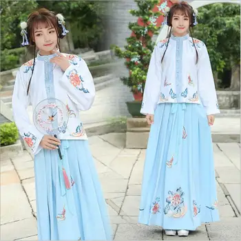 Girl's Cotton Retro Long Maxi Skirt Vintage A-Line Pleated Skirt Flowers Pattern Embroidery Chinese HanFu Clothing Top + Dress
Girl's Cotton Retro Long Maxi Skirt Vintage A-Line Pleated Skirt Flowers Pattern Embroidery Chinese HanFu Clothing Top + Dress
