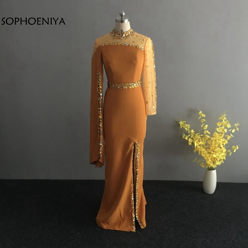 Elegant High neck Gold Muslim Evening dress 2019 kaftan dubai Long sleeve mermaid dress Party evening gowns robe de soiree
Elegant High neck Gold Muslim Evening dress 2019 kaftan dubai Long sleeve mermaid dress Party evening gowns robe de soiree