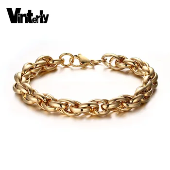 Vinterly Gold Color Bracelet Men Twisted Metal Unisex Friendship Bracelets Femme Trendy Chain Stainless Steel Bracelet for Women
Vinterly Gold Color Bracelet Men Twisted Metal Unisex Friendship Bracelets Femme Trendy Chain Stainless Steel Bracelet for Women