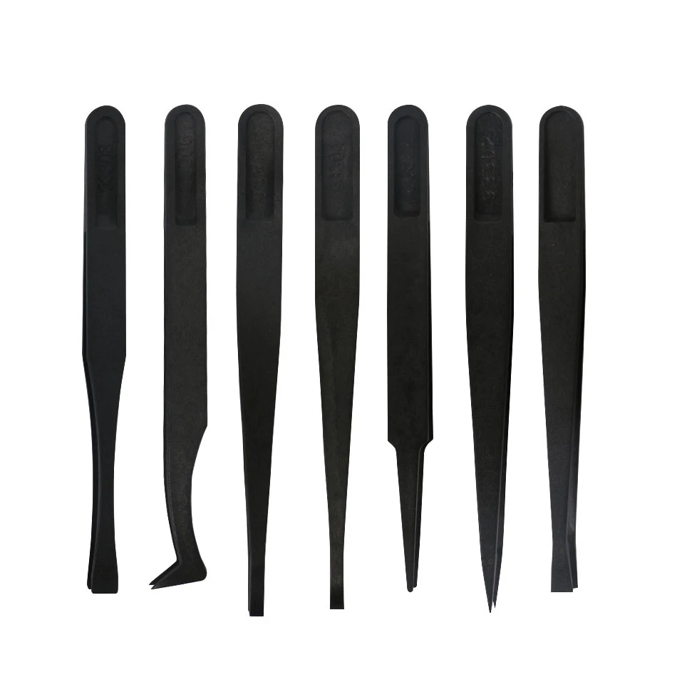New 7 in 1 Black ESD Tweezers Set Anti Static Plastic Electronic Tweezers Forceps Repair Tools
New 7 in 1 Black ESD Tweezers Set Anti Static Plastic Electronic Tweezers Forceps Repair Tools