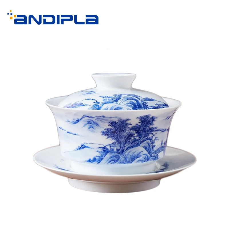220ml Jingdezhen Porcelain Tea Bowl with Saucer Lid Kit Hand Painted Mountain Water Pattern Teapot Office Tea Ceremony Drinkware
220ml Jingdezhen Porcelain Tea Bowl with Saucer Lid Kit Hand Painted Mountain Water Pattern Teapot Office Tea Ceremony Drinkware