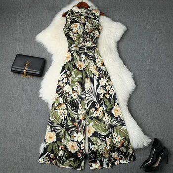Set Woman 2 Pieces Pants Summer 2019 New Turn Down Collar Single Breasted Printed Sleeveless Shirt + Printed Split Wide Leg Pant
Set Woman 2 Pieces Pants Summer 2019 New Turn Down Collar Single Breasted Printed Sleeveless Shirt + Printed Split Wide Leg Pant